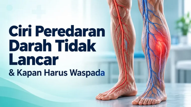 Ilustrasi pembuluh darah arteri dan vena pada kedua tungkai, sampul artikel ciri peredaran darah tidak lancar