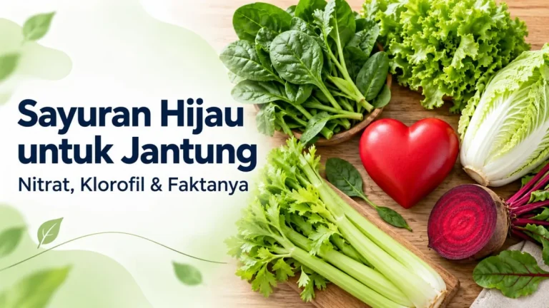 Bayam, selada, sawi putih, seledri, dan bit di meja kayu dengan hiasan hati merah, ilustrasi sayuran hijau untuk jantung